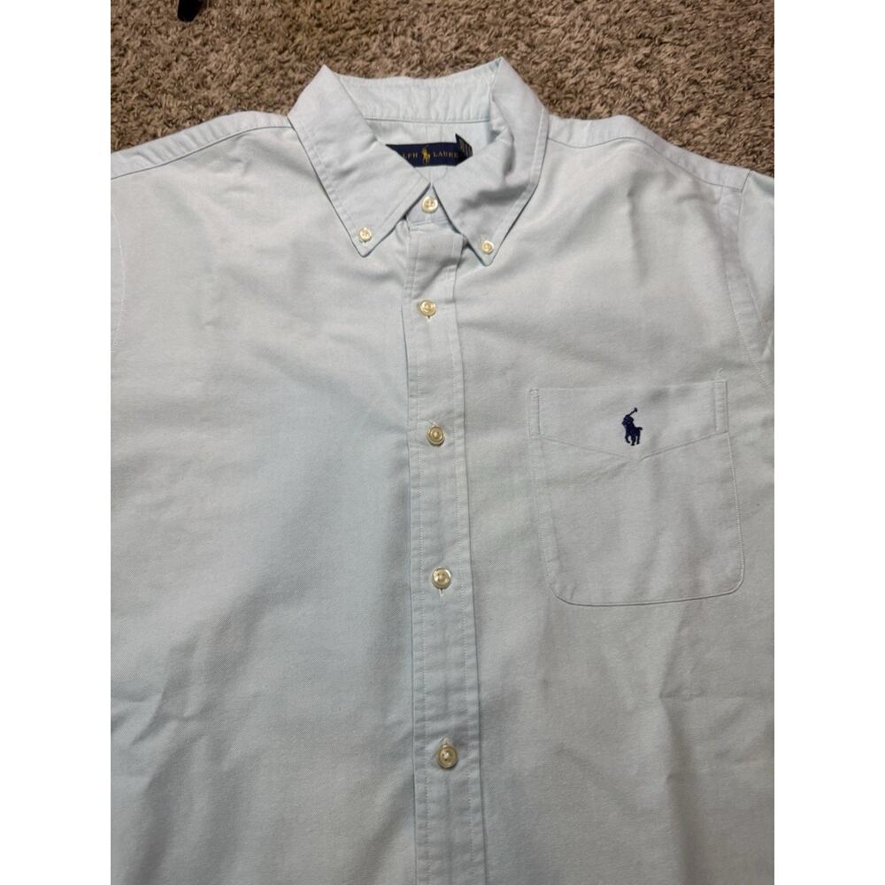Polo Ralph Lauren Oxford Button Shirt Men’s LG Blue Pony Short Sleeve - Picture 5 of 10